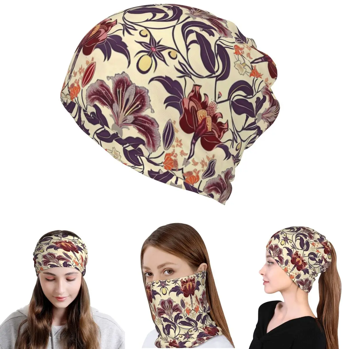 Knit Beanie Hat Warm - William Morris Bullerswood Bandana Neck Cover