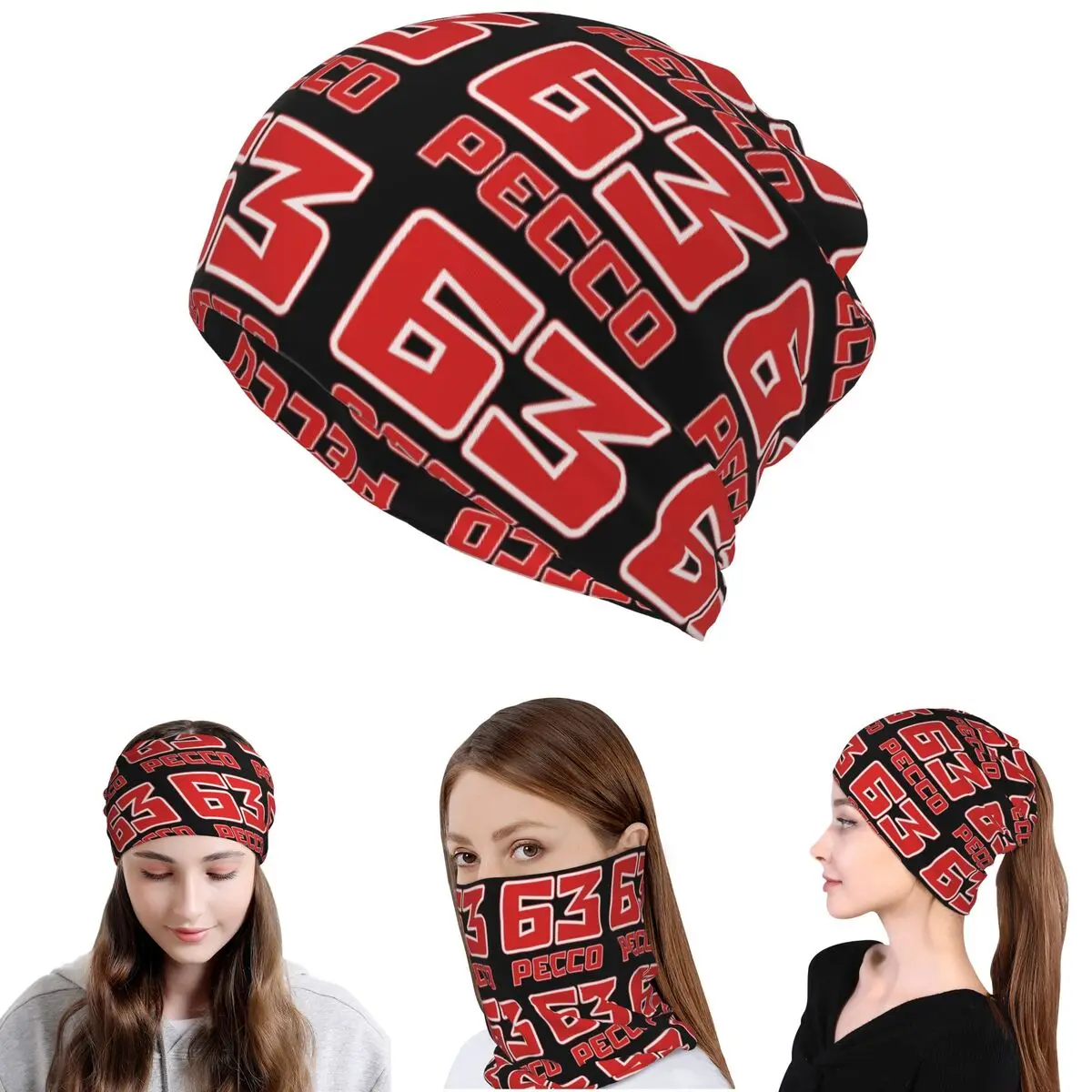 Knit Beanie Hat Warm - Pecco Bagnaia 63 Bandana Neck Gaiter