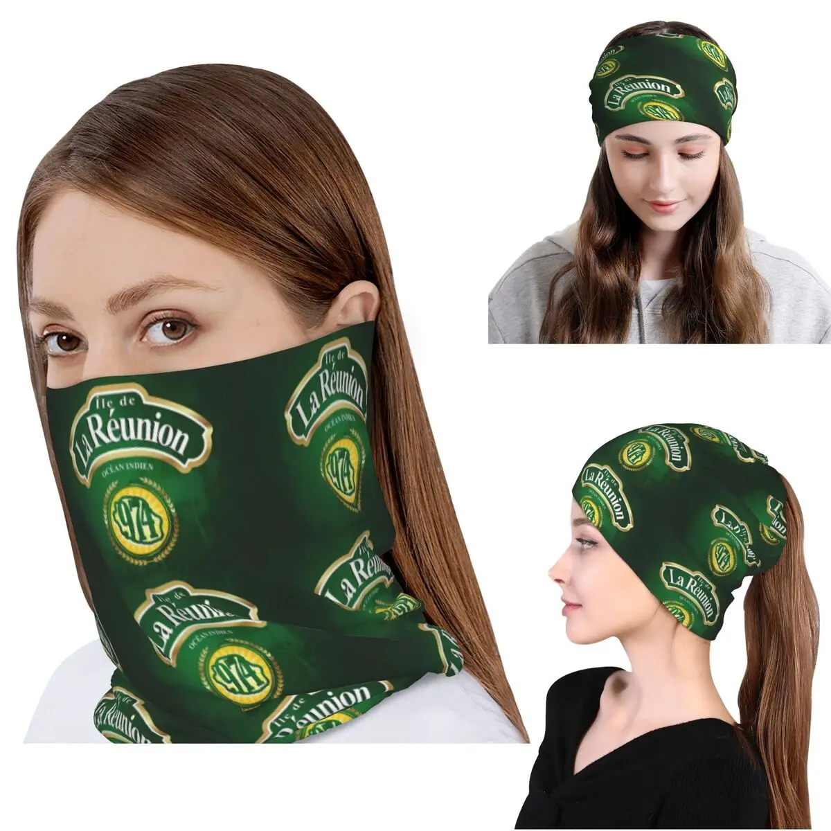 Knit Beanie Hat Warm - 974 Reunion Island Flag Bandana Neck