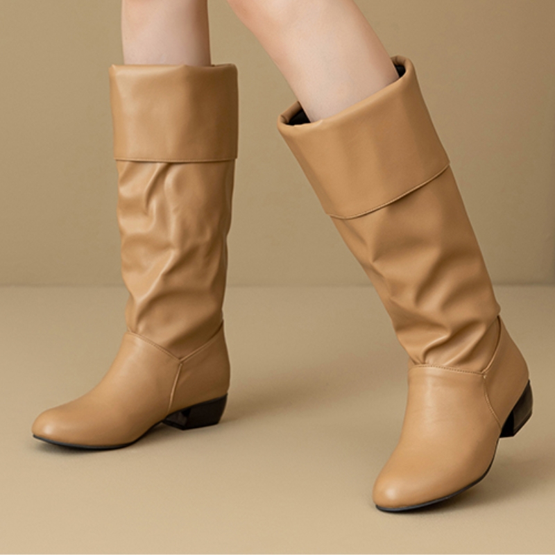 Slip on Knee High Boots Pleate - Waterproof Winter Boot 리뷰 및 가격