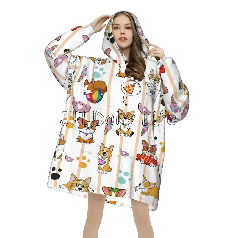 Cute Corgi Dog Wearable Hoodie - Sherpa Hoodie Fleece 리뷰 및 가격