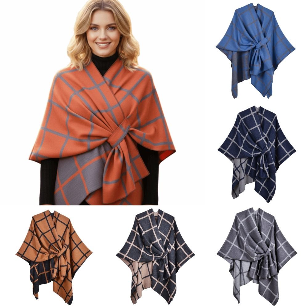 Warm Coat Plaid Design Travel  - Shawl Wrap Winter 리뷰 및 가격