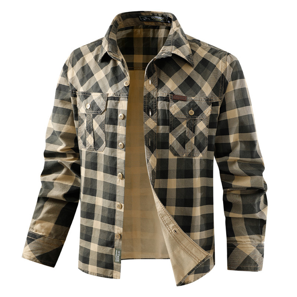 Spring Autumn Men's Cotton Pla - Flannel Shirt Lined 리뷰 및 가격