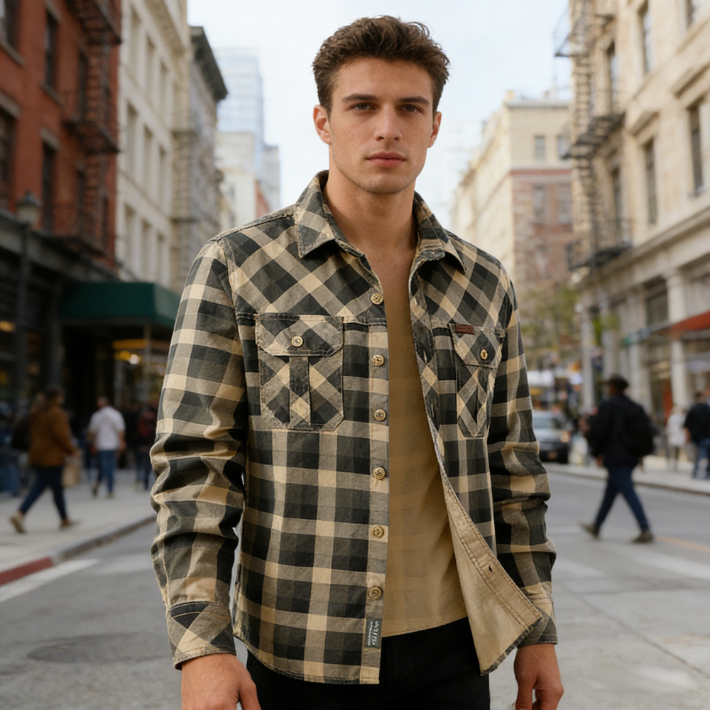 Spring Autumn Men's Cotton Pla - Flannel Shirt Lined 리뷰 및 가격