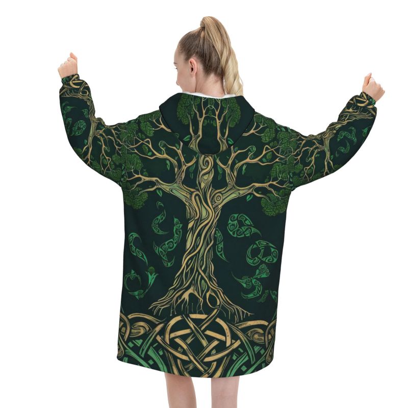 Tree of Life Celtic Pattern Bl - Sherpa Hoodie Fleece 리뷰 및 가격