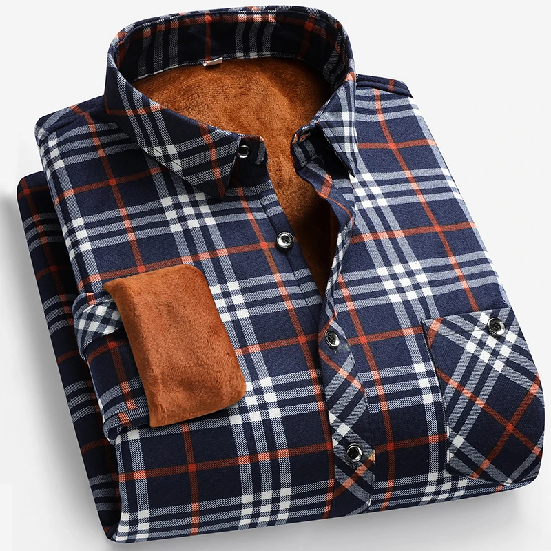 Autumn and Winter Men's Fleece - Flannel Shirt Lined 리뷰 및 가격