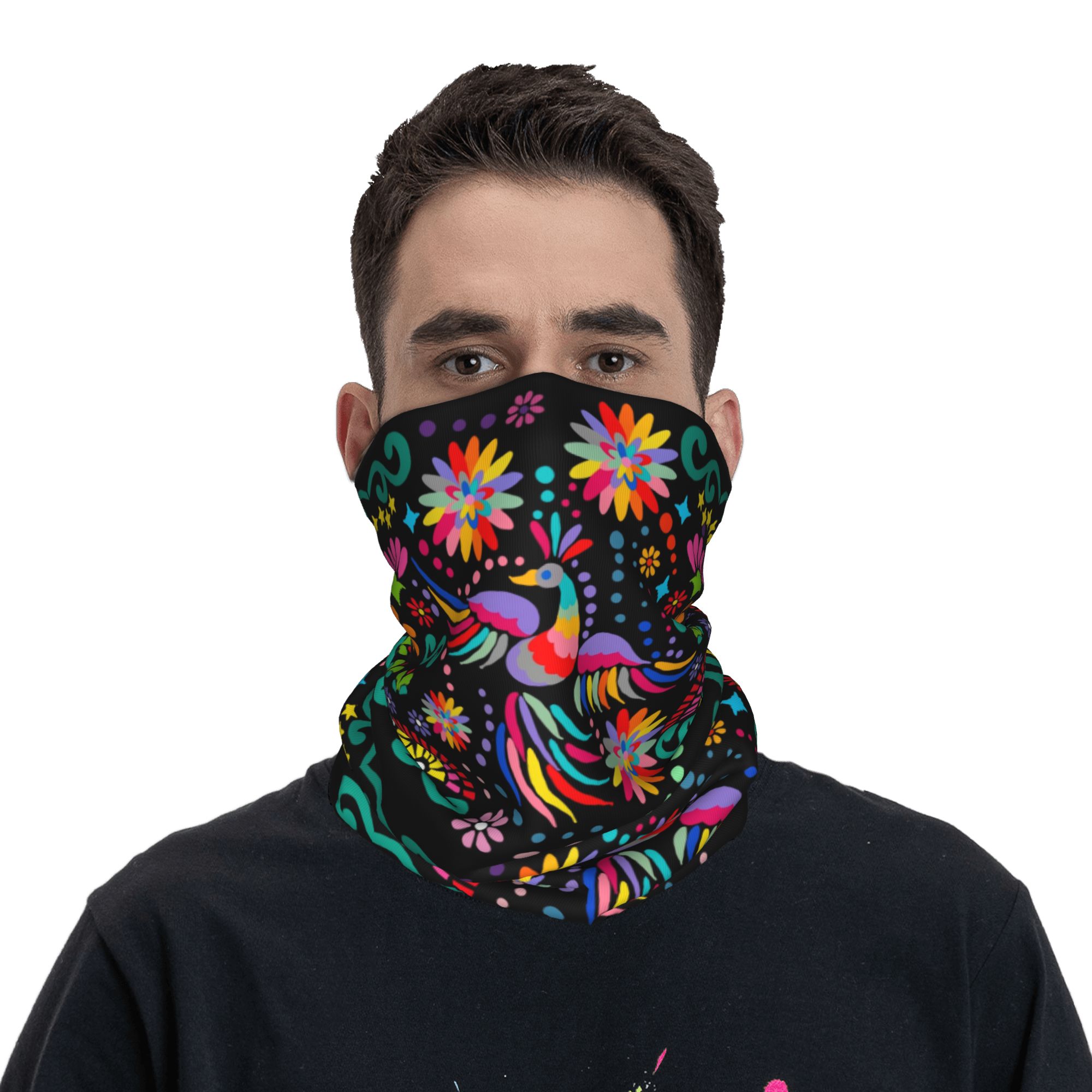 Custom Mexican Floral Flower T - Neck Gaiter Fleece 리뷰 및 가격