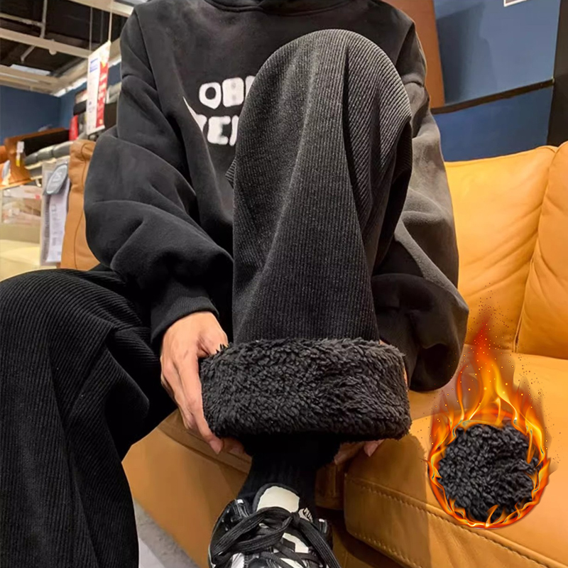 Thick Lamb Fleece Men's Pants  - Corduroy Pant Warm 리뷰 및 가격