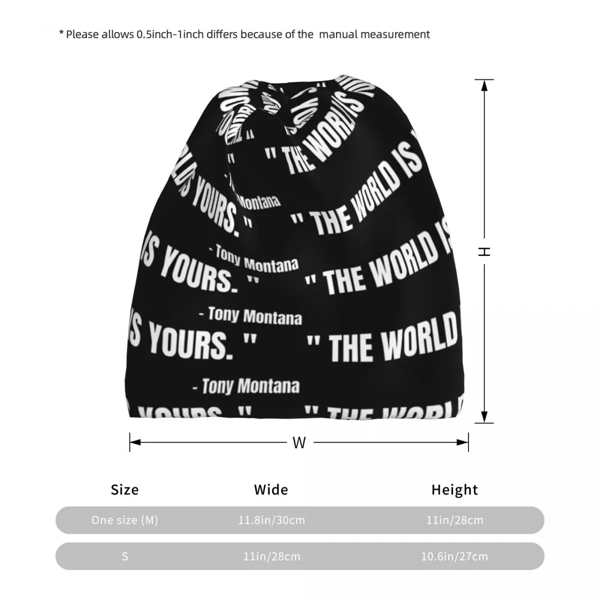 Scarface Tony Montana The Worl - Knit Beanie Hat Warm 리뷰 및 가격