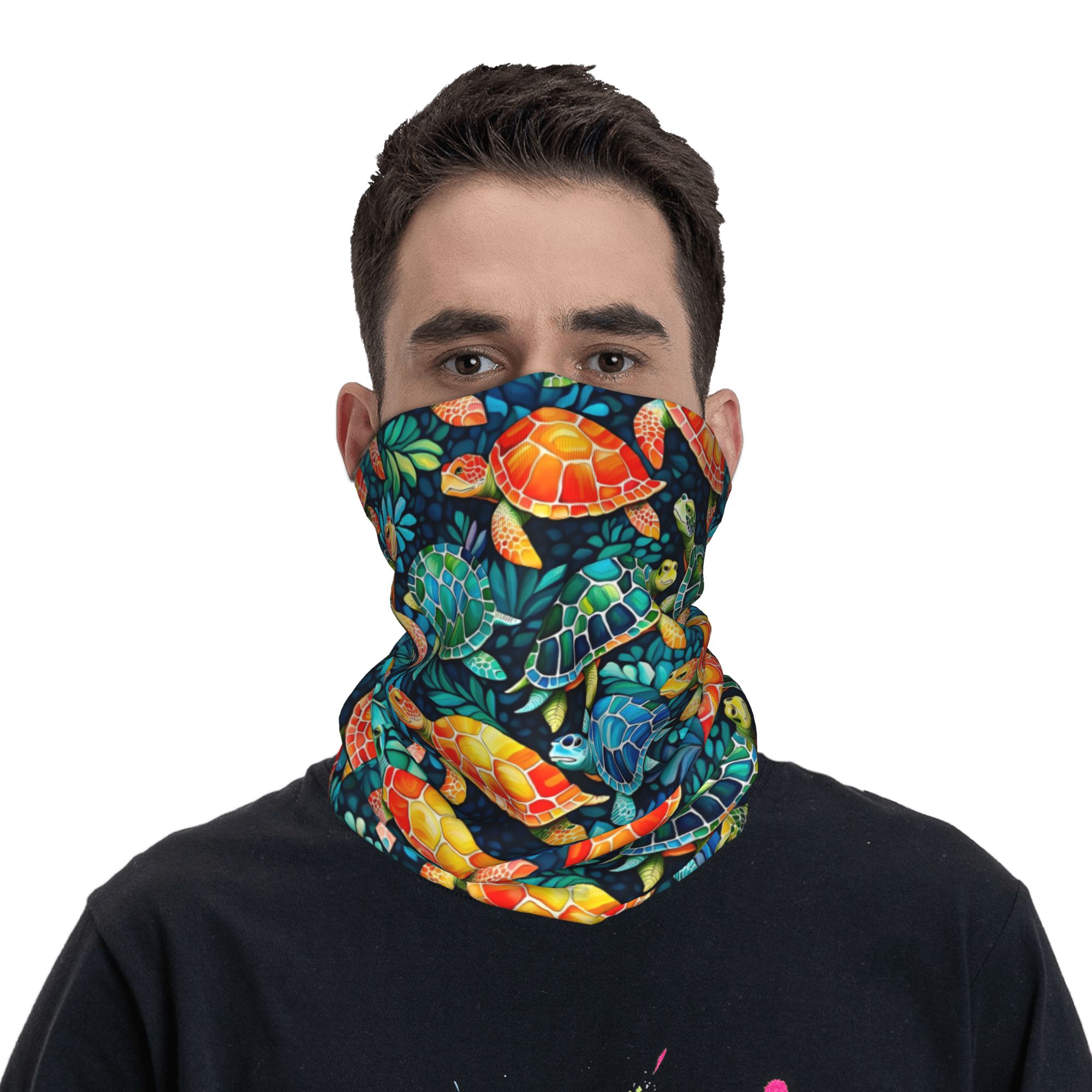 Custom Funny Colorful Sea Turt - Neck Gaiter Fleece 리뷰 및 가격