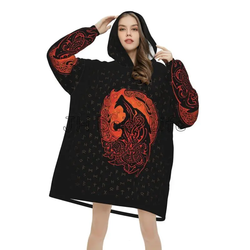 Viking Wolf Knot Fenrir Wearab - Sherpa Hoodie Fleece 리뷰 및 가격