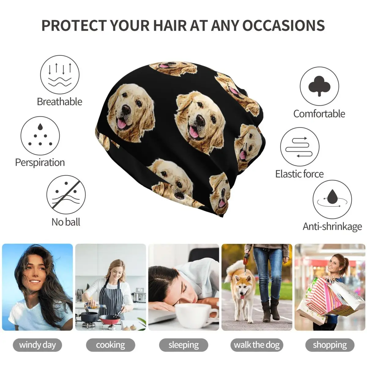 Funny Golden Retriever Face Po - Knit Beanie Hat Warm 리뷰 및 가격